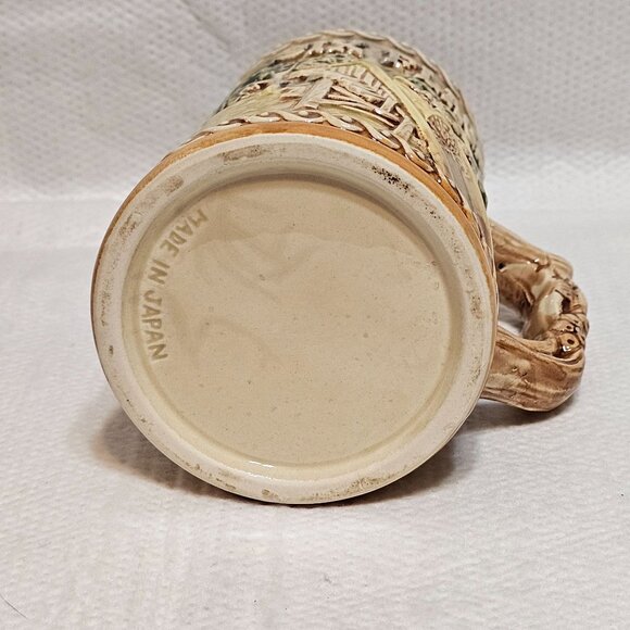 Vtg Six Flags Beer Stein Mug Log Flume Train & Car 3D Embossed Design Japan - Picture 9 of 12